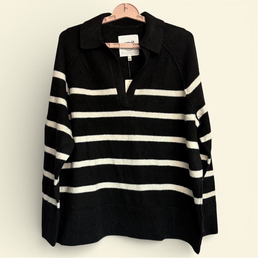 Aerie Women XS Striped Cozy Lightweight Oversized Unreal V Neck Sweater NWT - Picture 11 of 11